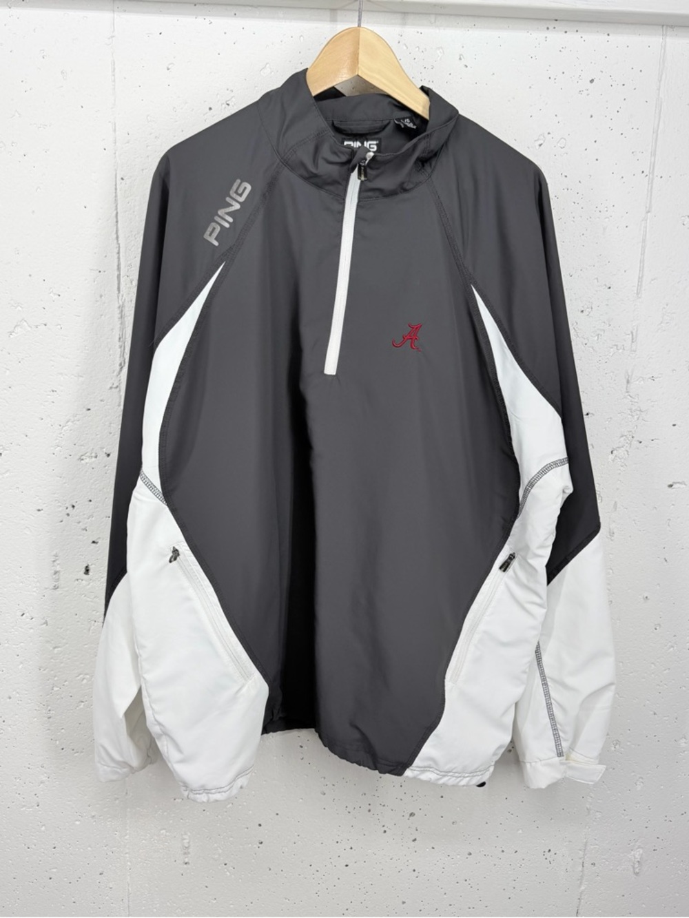 Ping Men’s Size Large Alabama Crimson Tide White & Gray Golf Pullover